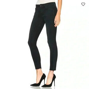 MOTHER looker ankle fray denim jeans blackbird 25 raw hem